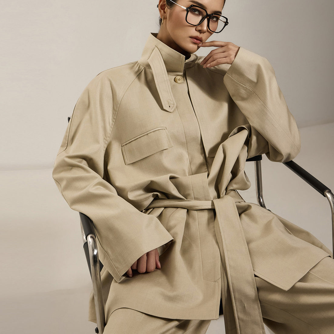 TP2066 Trench Coat and Pants Set