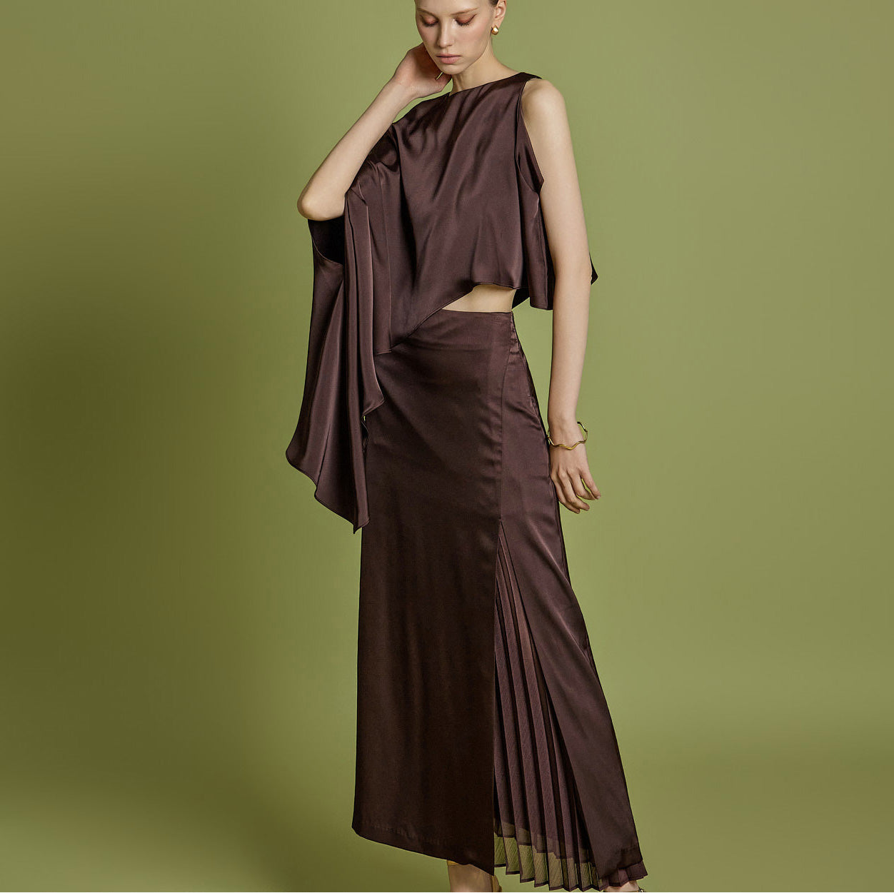 TP9173 Asymmetric Blouse and Skirt Set