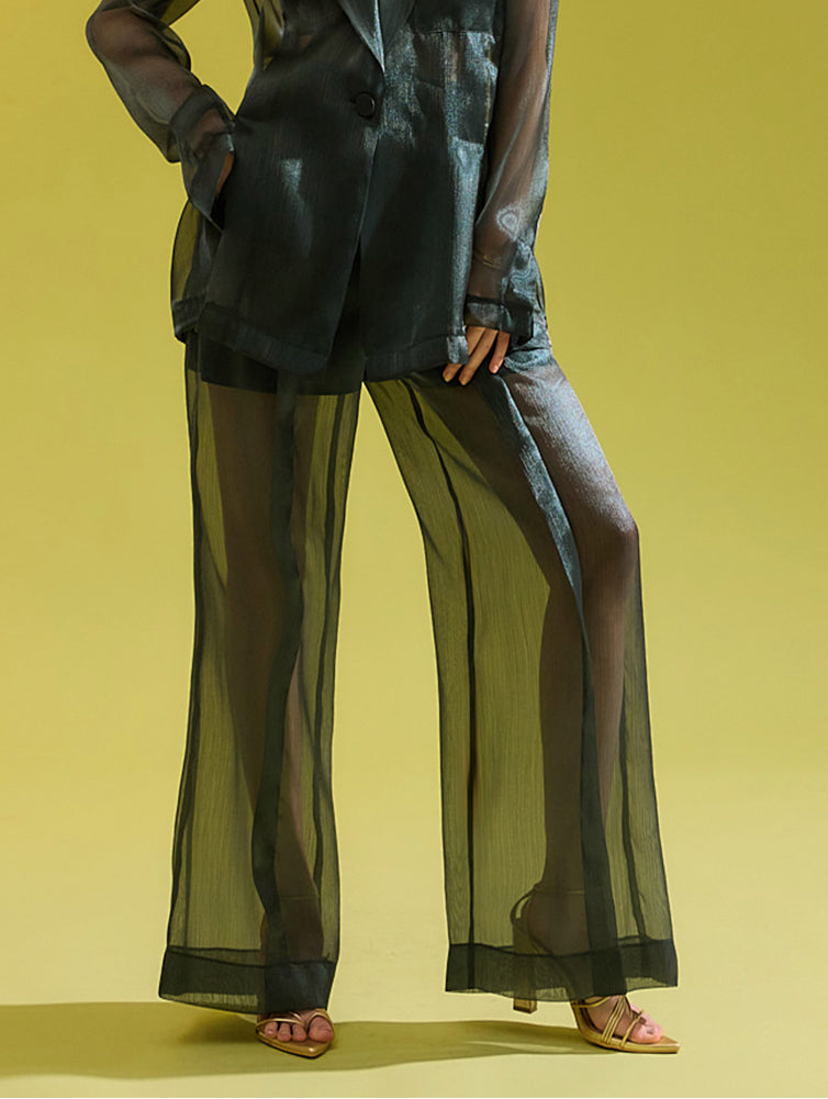 MBDP015 透明细褶可弯曲宽大休闲裤